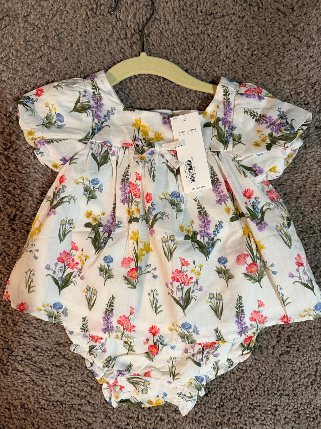 Janie And Jack White Floral Puff-Sleeve Top With Bloomers